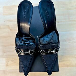 Gucci | Vintage Gucci Dress Pointed Toe Mules | Color: Noir (Black) | Size: 8 B